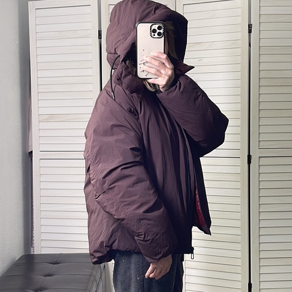 Zara Limited Edition Burgundy Water Resistant Down Puffer Jacket Coat Size XS - Picture 5 of 14